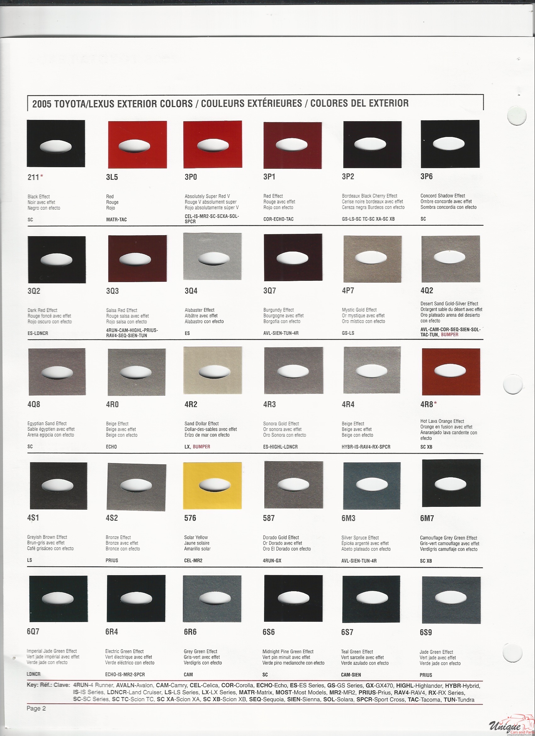 2005 Toyota-1 Paint Charts